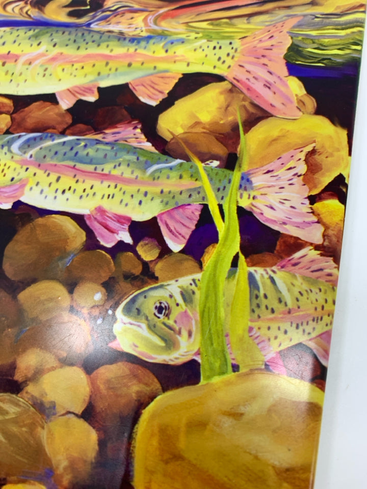 COLORFUL FISH ROCK RUN ART TRIVET.