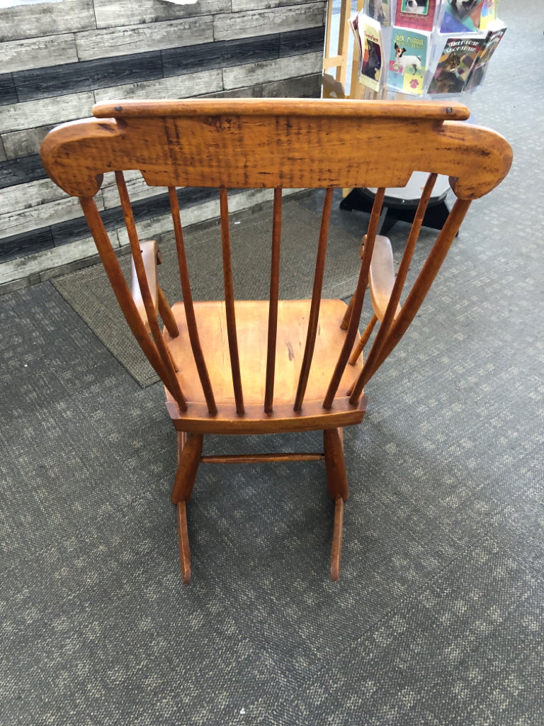HAND-CRAFTED WOODEN ROCKING CHAIR.