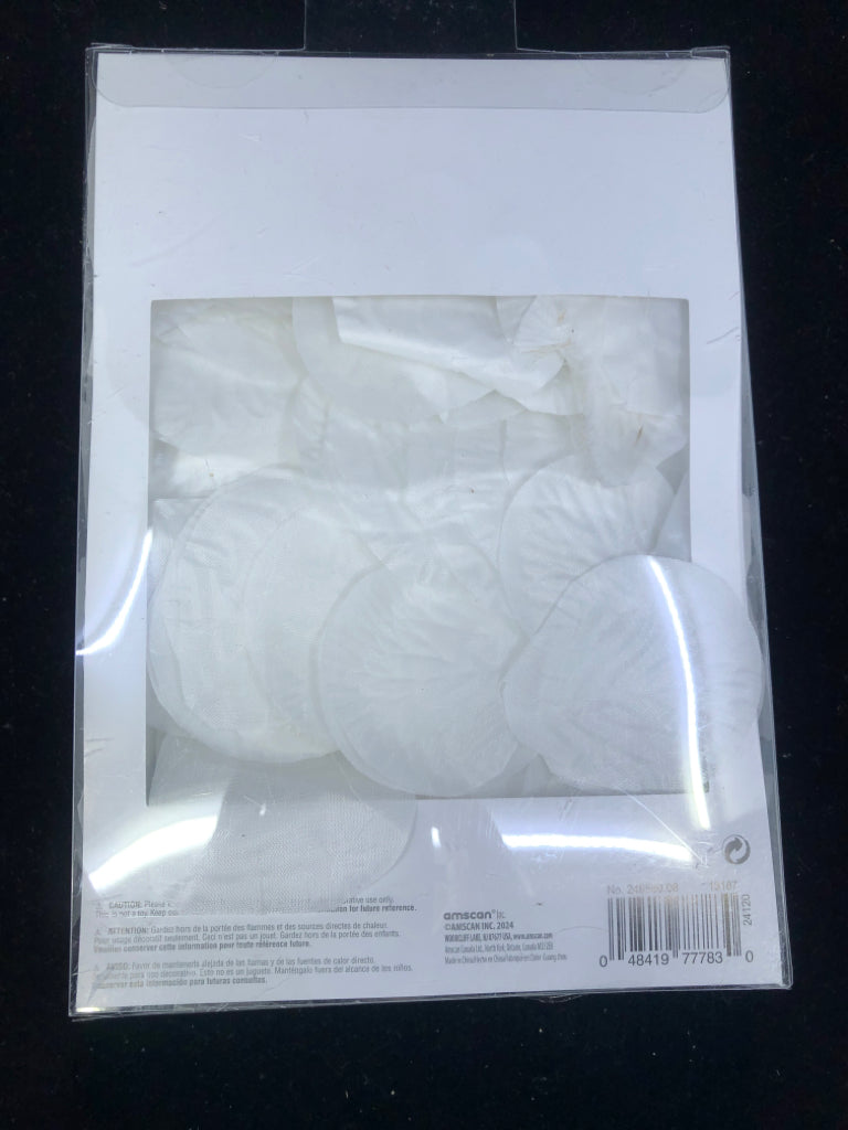 NIB FAUX WHITE ROSES PETALS.