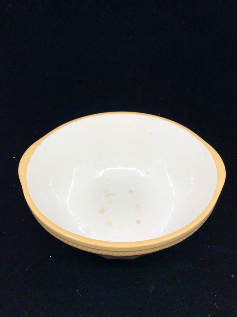 VTG SAND COLORED SERVING BOWL.