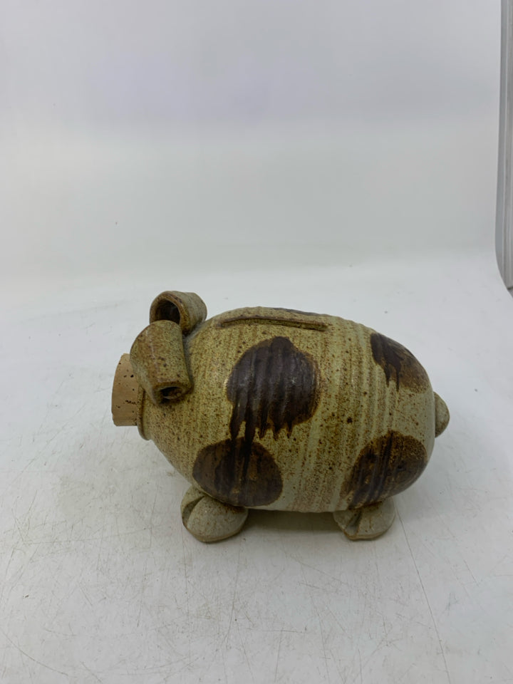 PIGGY BANK W/ BROWN SPOTS CORK NOSE.