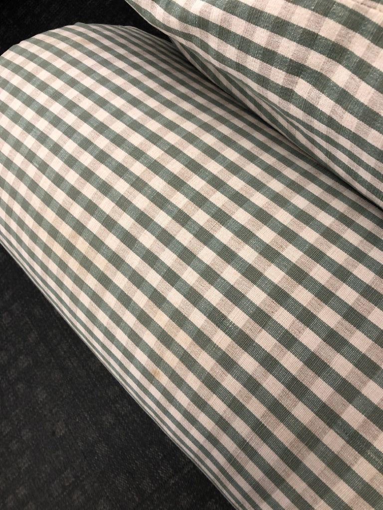 GREEN & WHITE GINGHAM CHAIR W/OTTOMAN.