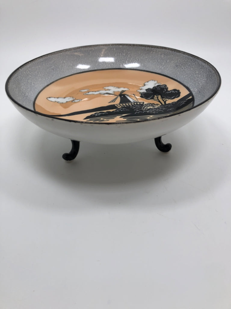 VTG CATCH-ALL DISH STAND W/WINDMILL DESIGN.