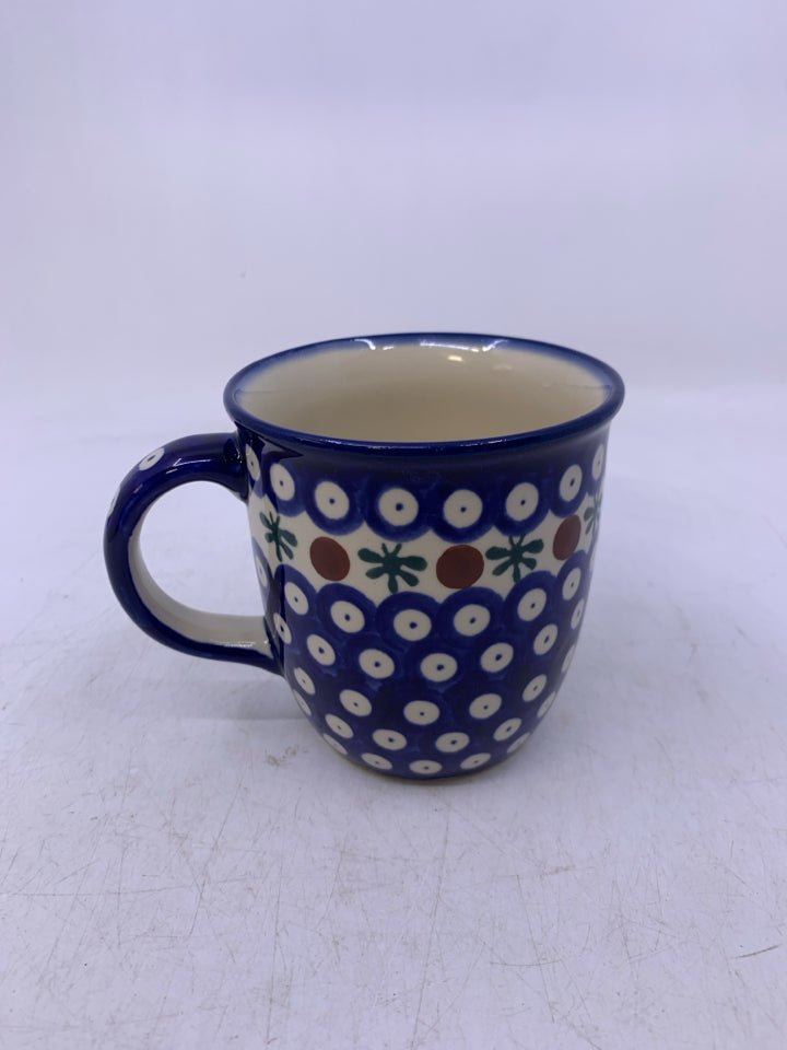 COBALT BLUE CIRCLES W/ RED/GREEN DETAIL.