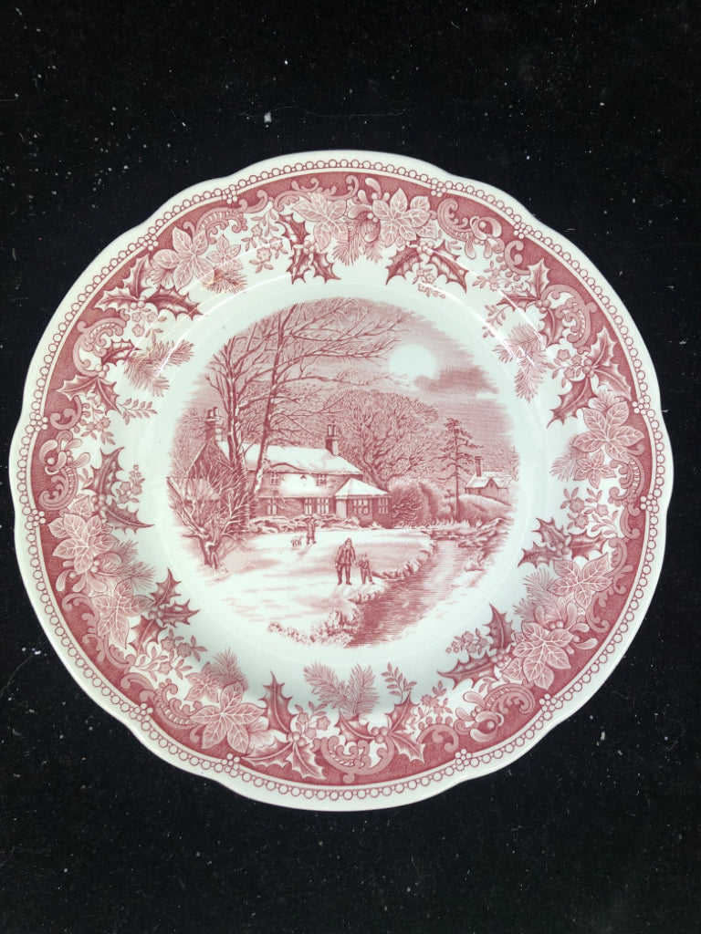 RED SPODE WINTER SCENE PLATE.