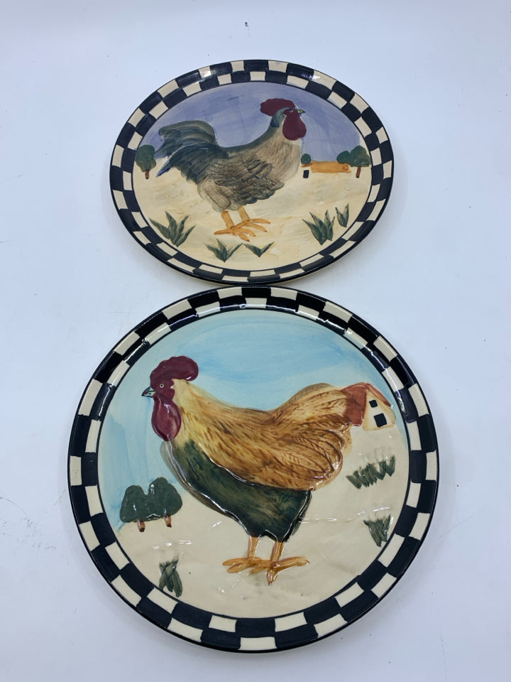 2 ROOSTER DECOR PLATES.