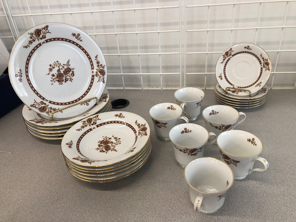 24PC FALL FLORAL CHINA SET - LILING - SRV FOR 6.