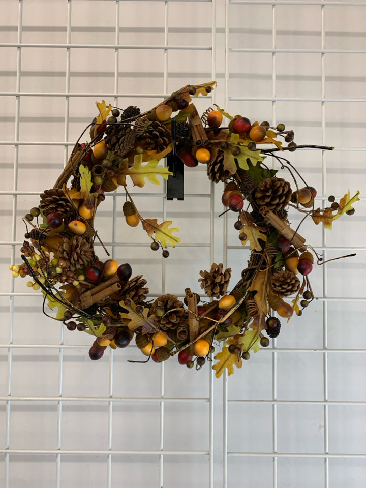 CINNAMON STICK & ACORN WREATH.