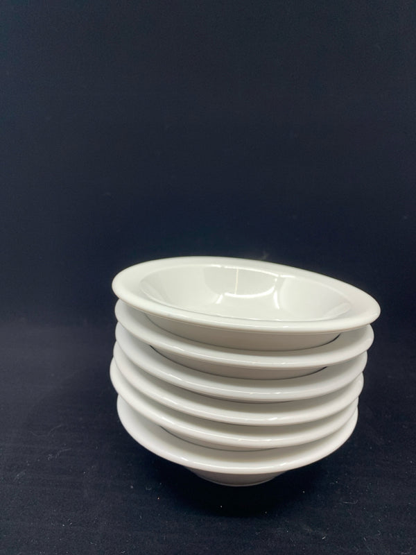 6 WHITE CERAMIC CONDIMENT BOWLS.