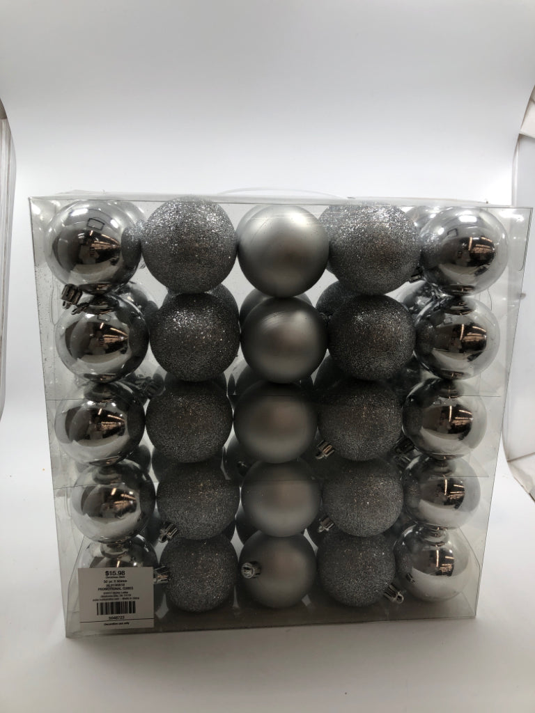 NIP 50PC SILVER ORNAMENTS.