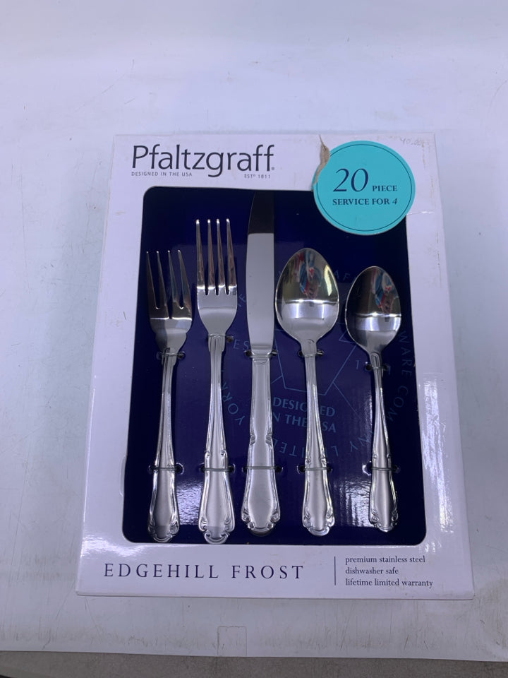 NIB STAINLESS STEEL 20 PC SVC 4 UTENSIL SET.