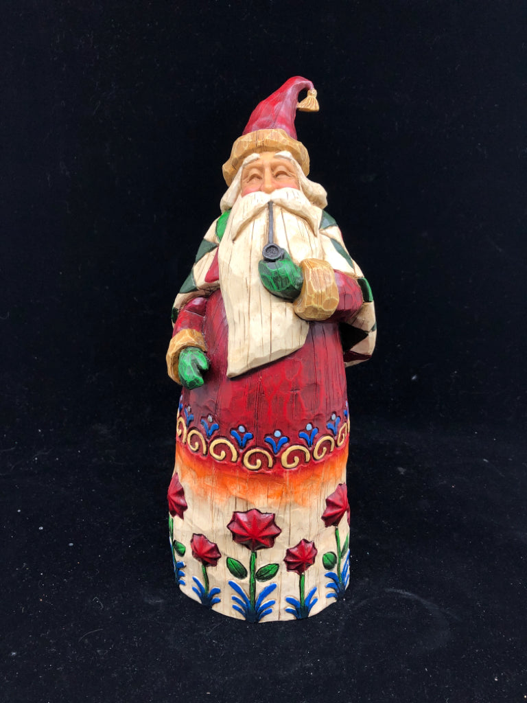 JIM SHORE HEARTWOOD CREEK SANTA W PIPE W BOX.