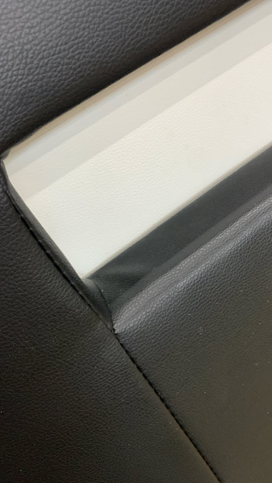 BLACK FAUX LEATHER FULL BED W/LED LIGHT HEADBOARD.