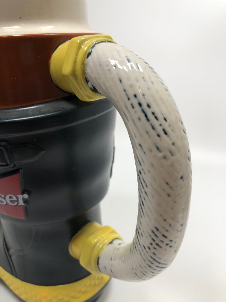 BUDWEISER FIREFIGHTER BOOT BEER STEIN.