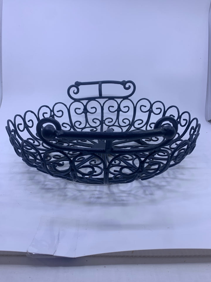 HEAVY METAL BLUE BOWL W HANDLES.