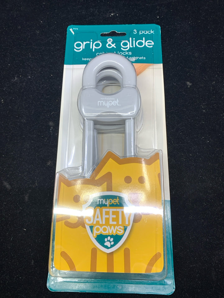 NIP GRIP AND GLIDE CABINET LOCKS.