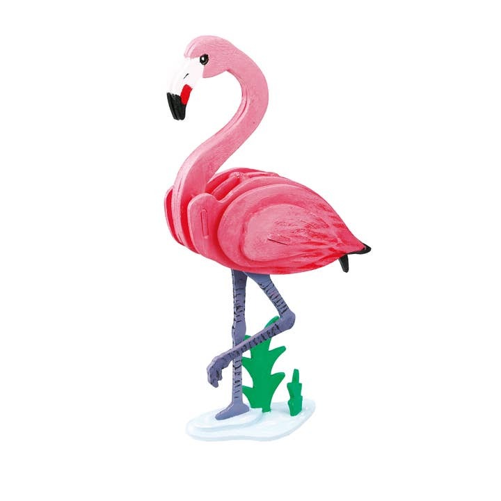 3D Wooden Puzzle With Paint: Flamingo. 22 Pieces