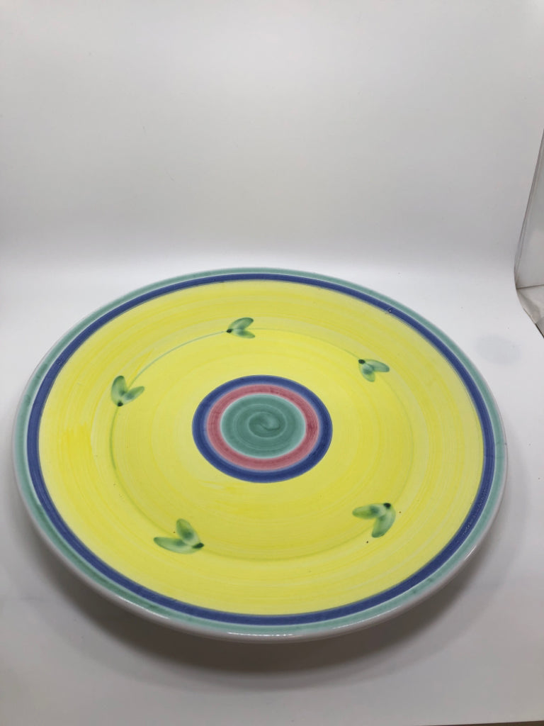 CALECA YELLOW CAROUSEL ROUND SERVING PLATTER.
