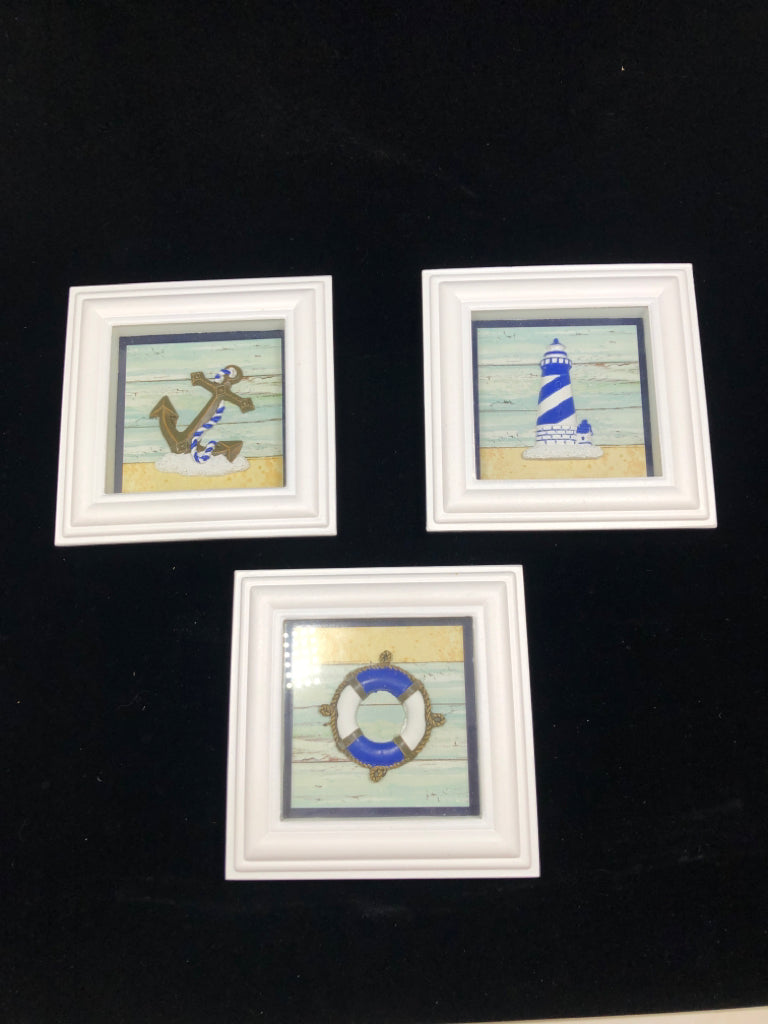 3PC NAUTICAL SHADOW BOX.