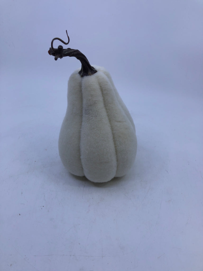 TALL WHITE PLUSH FABRIC PLASTIC PUMPKIN.