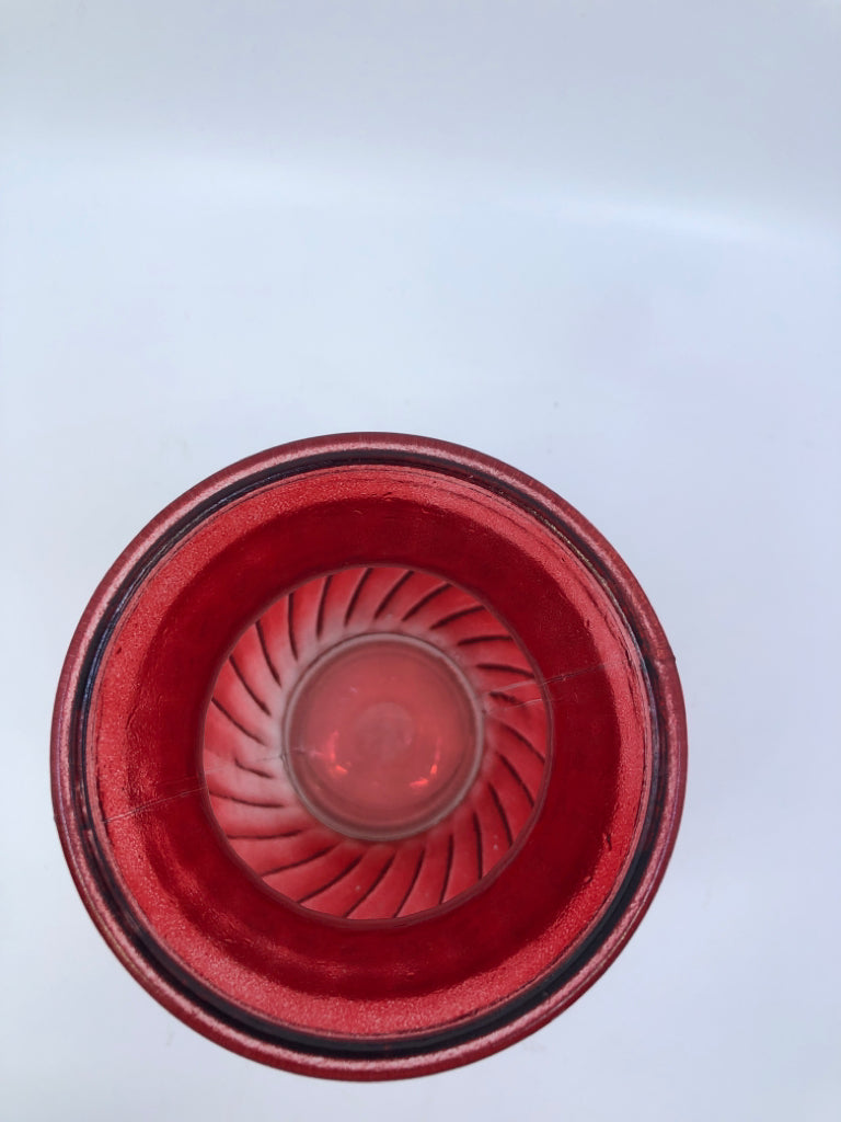 RED SWIRLED VASE.