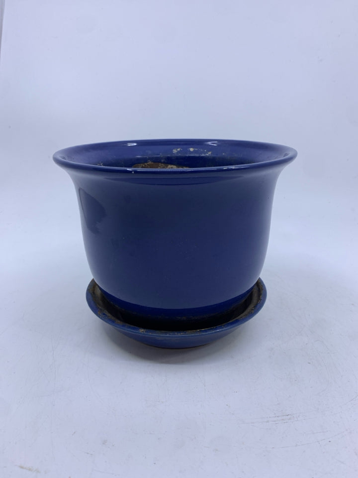 ROYAL BLUE CERAMIC PLANTER.