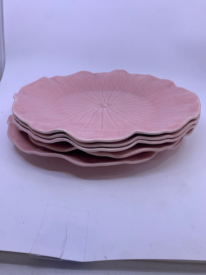5 PINK FLOWER SHAPED PLATES.