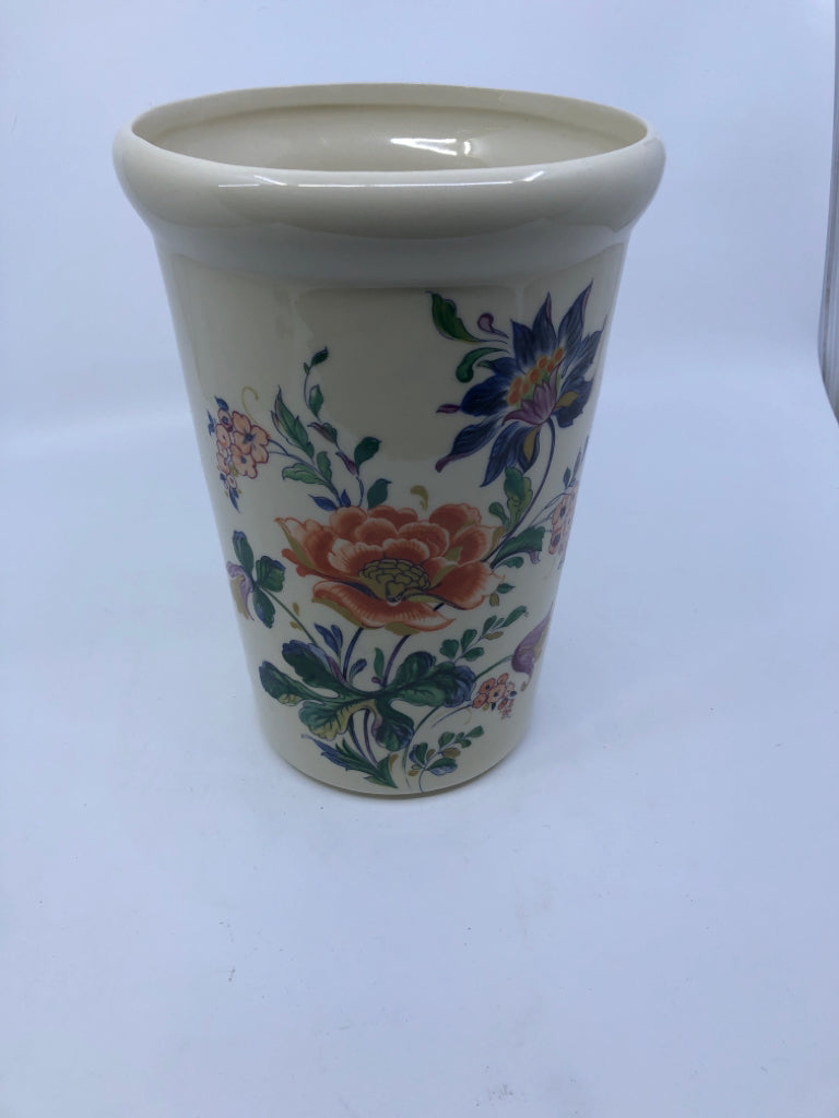 CREAM VASE W/ COLORFUL FLOWERS MCCOY.