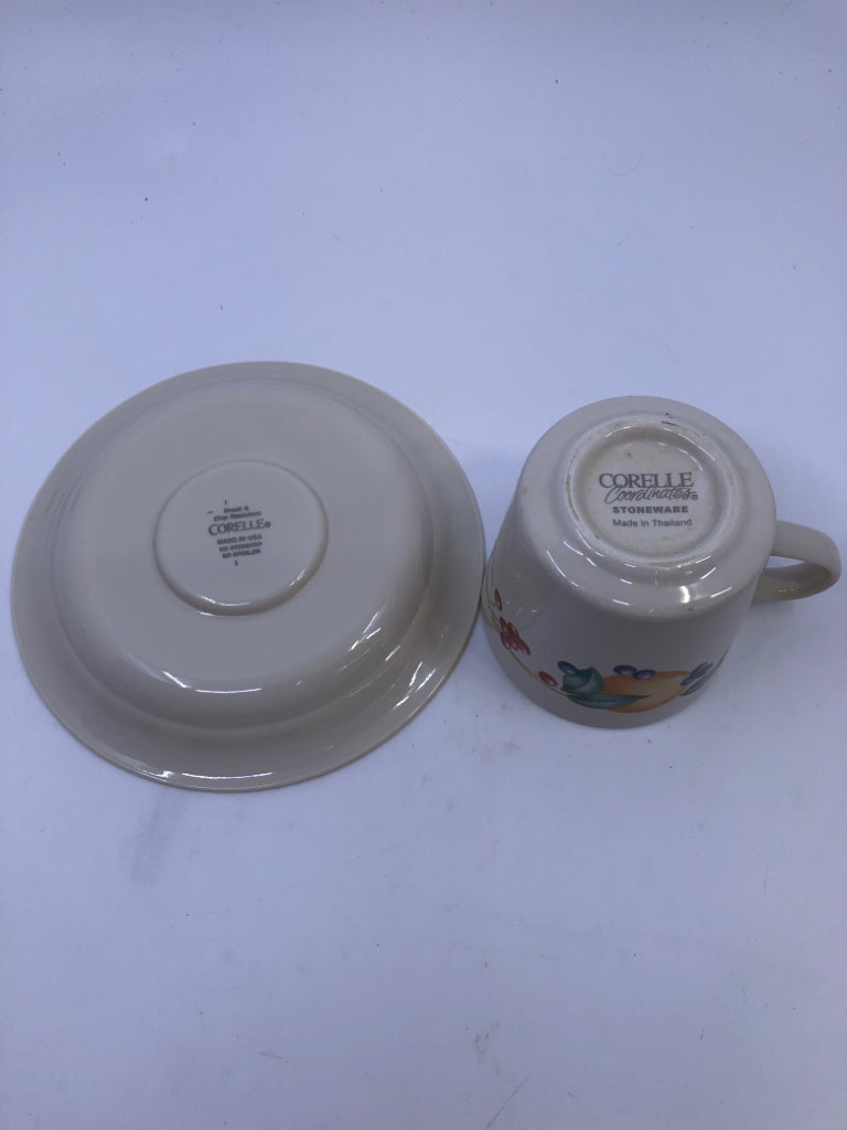 8PC CORELLE ABUNDANCE MUG AND SAUCER SET- 4 CUPS, 4 SAUCERS.