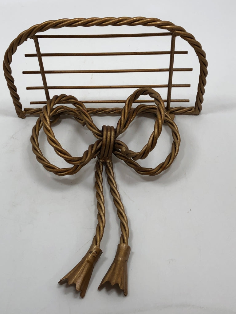 2 GOLD METAL BOW MINI SHELVES.
