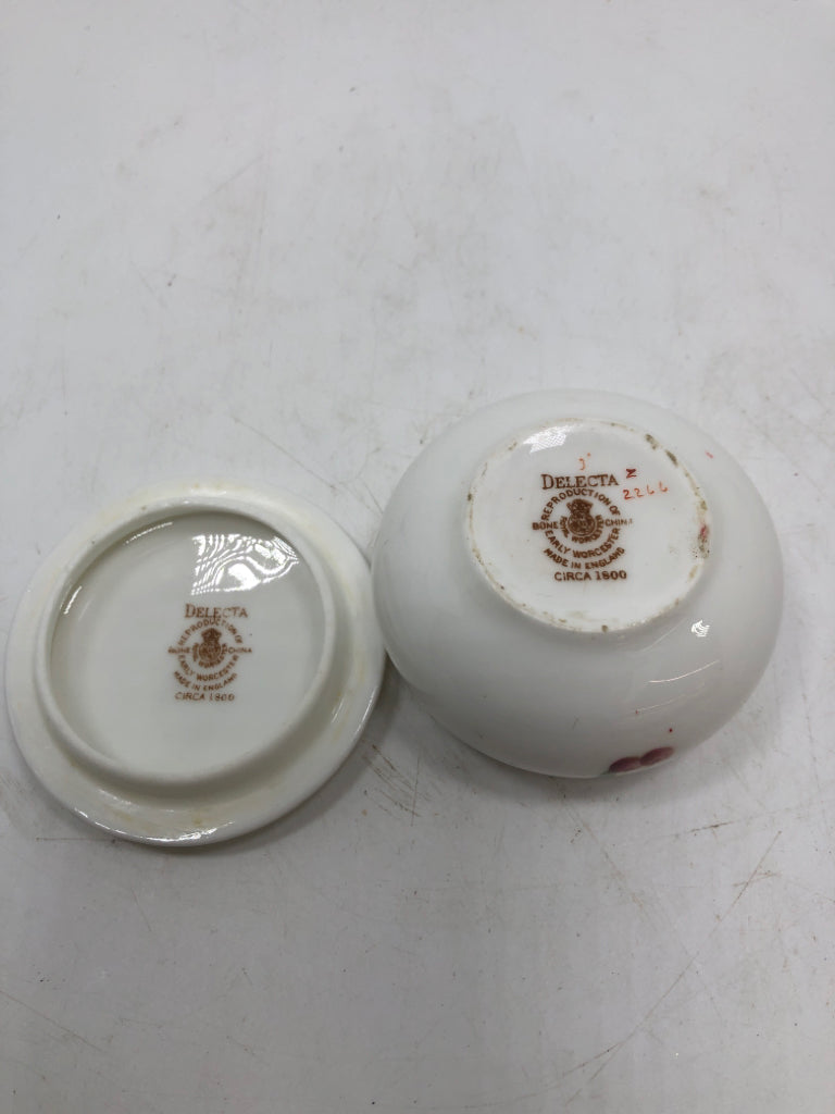 VTG SM DELECTA FRUIT PAINTED PORCELAIN BOX.