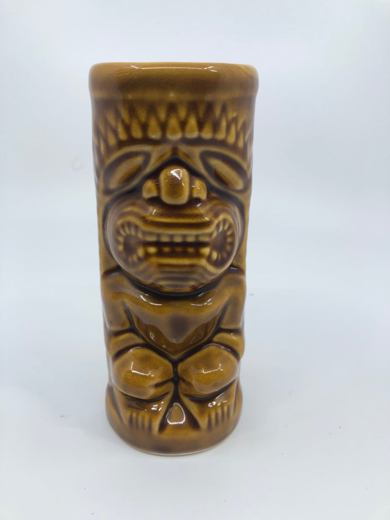 VTG BROWN TIKI GLASS- HAWAII.