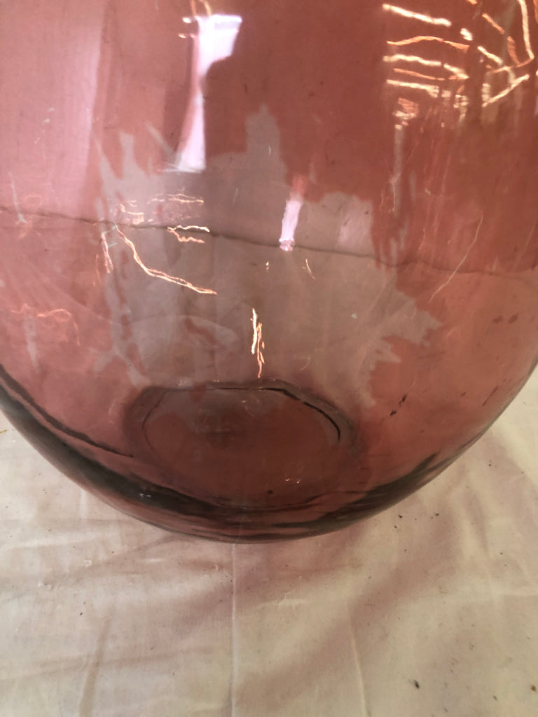 LARGE PINK SKINNY NECK FLOOR VASE.