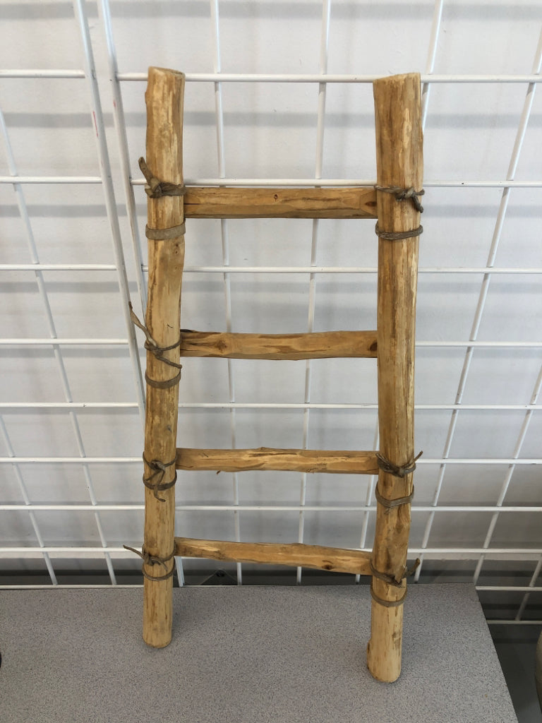 CARVED WOOD LADDER DECOR.