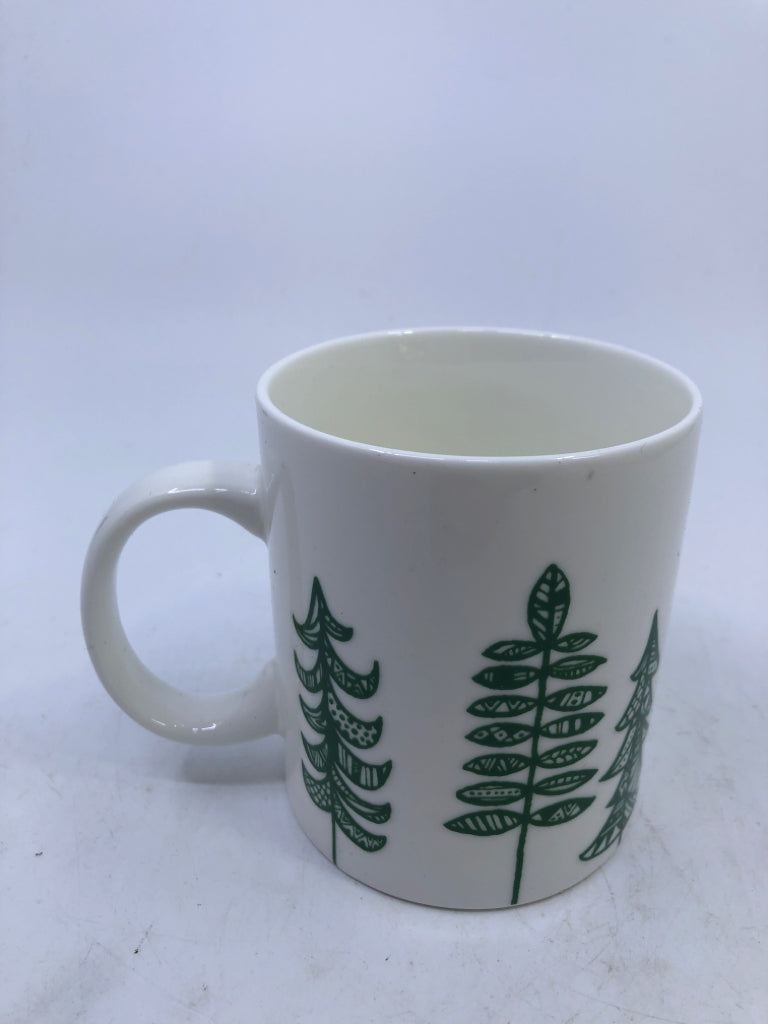 WHITE MUG W/ CHRISTMAS TREES- STARBUCKS.