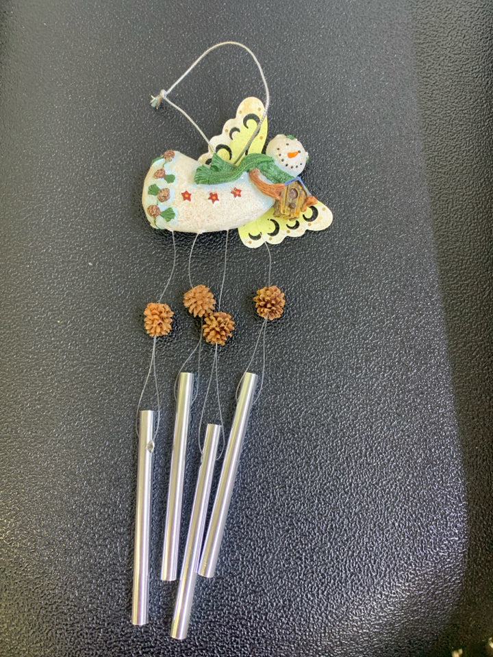 NIB SNOWMAN ANGEL WIND CHIME ORNAMENT.