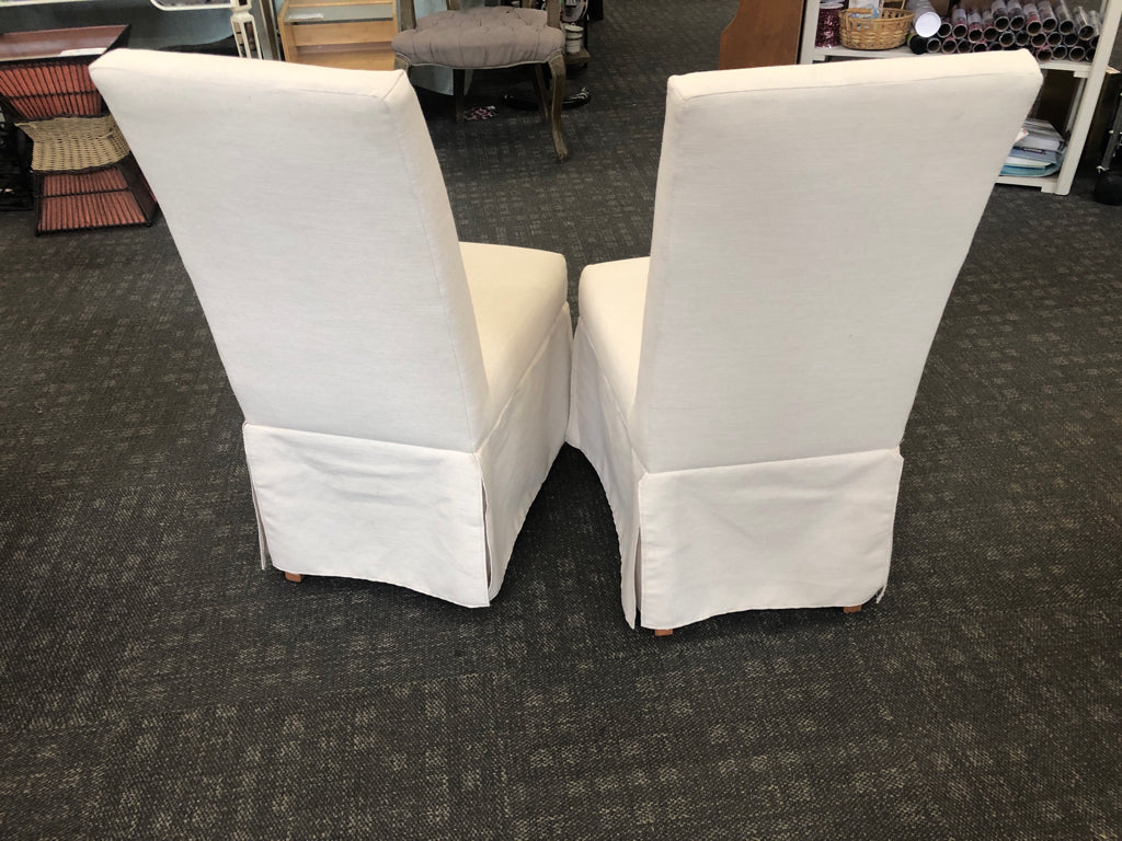 2 CREAM ACCENT CHAIRS W SKIRTS.