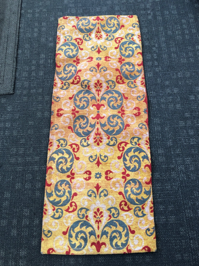 PAISLEY ORANGE,RED,BLUE WHITE PATTERNED RUNNER.