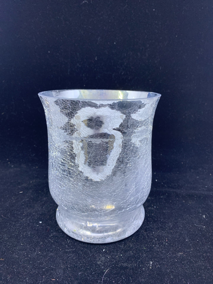 MERCURY CRACKLE CANDLE HOLDER W/ FLARED TOP.