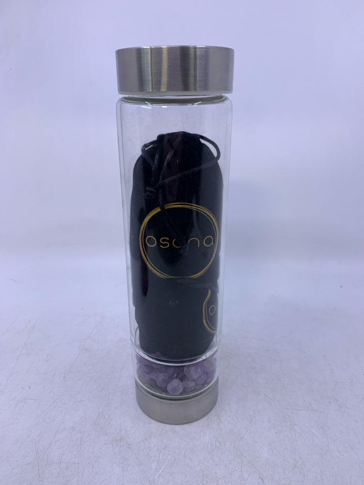 NIB CRYSTAL WATER BOTTLE W/ 3 CHANGEABLE HEALING CRYSTALS.