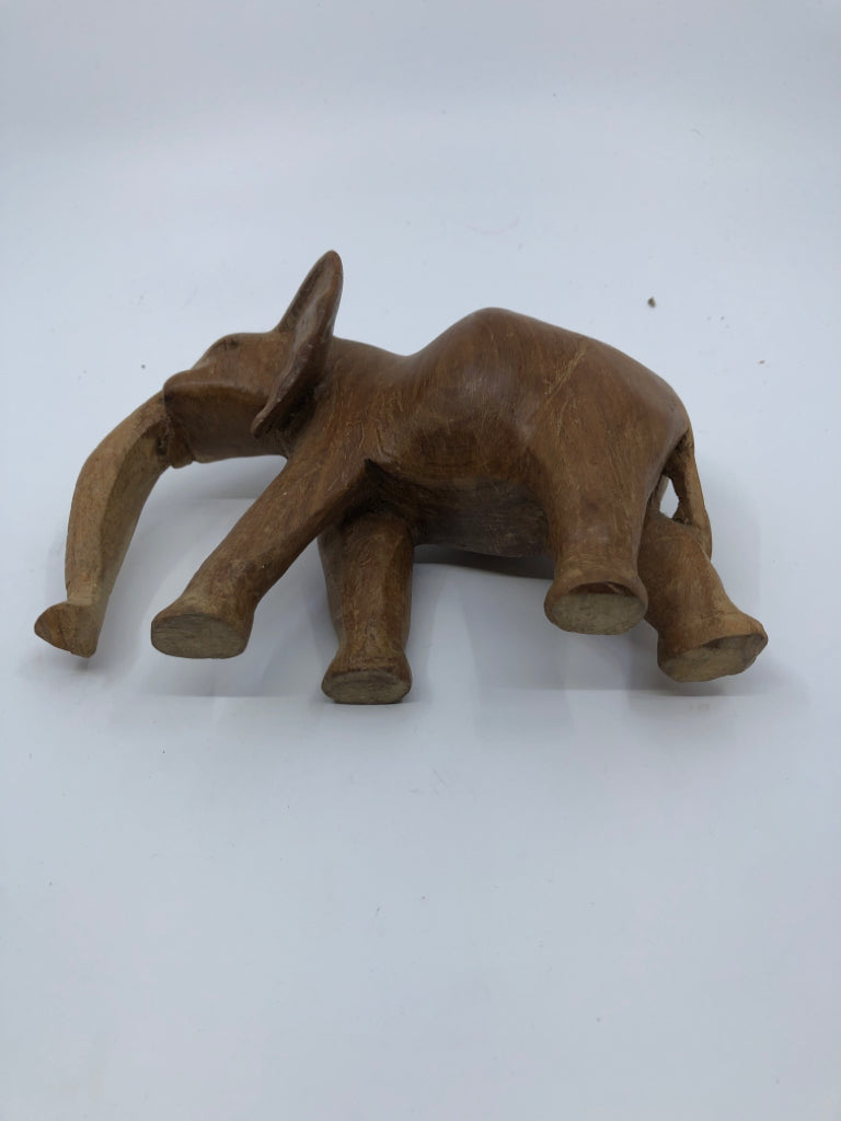 WOOD CARVED STANDING ELEPHANT.