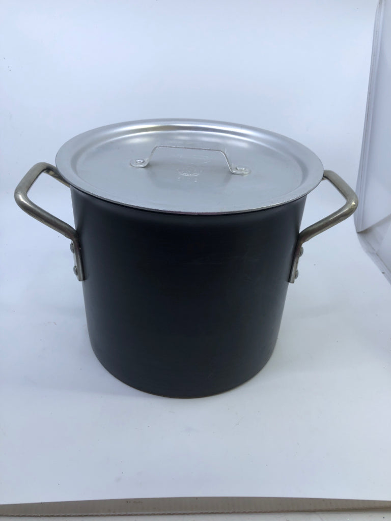 METAL STOCK POT W SILVER LID.