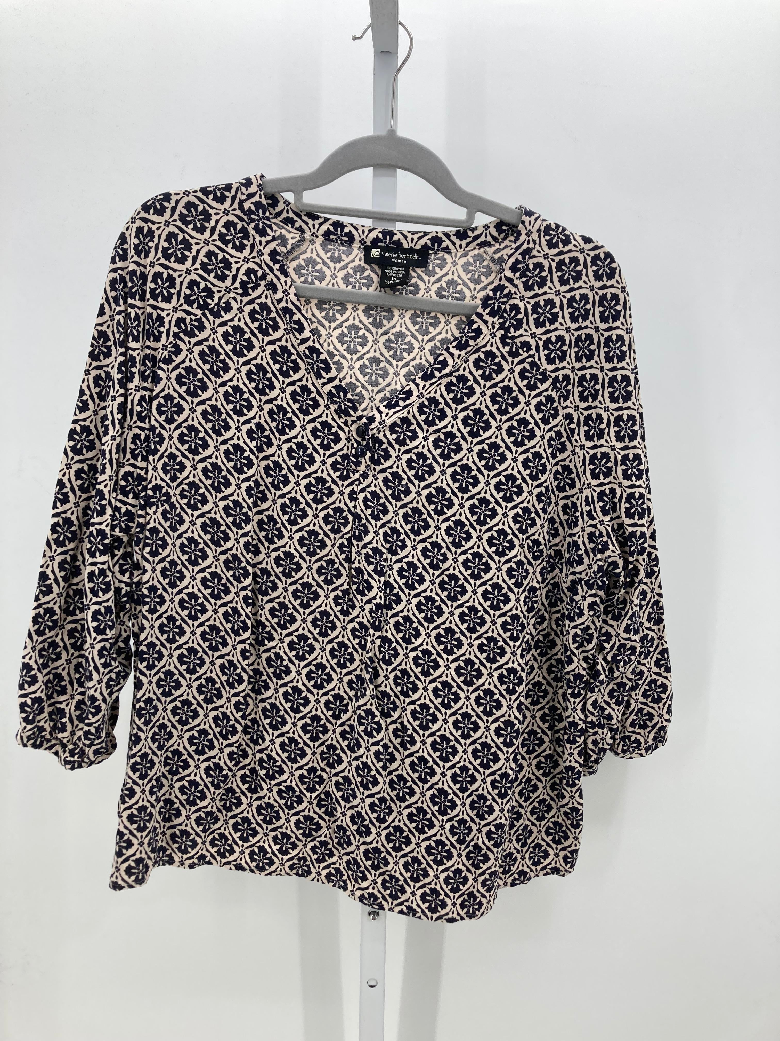 valerie bertinelli Size 1X Womens 3/4 Sleeve Shirt