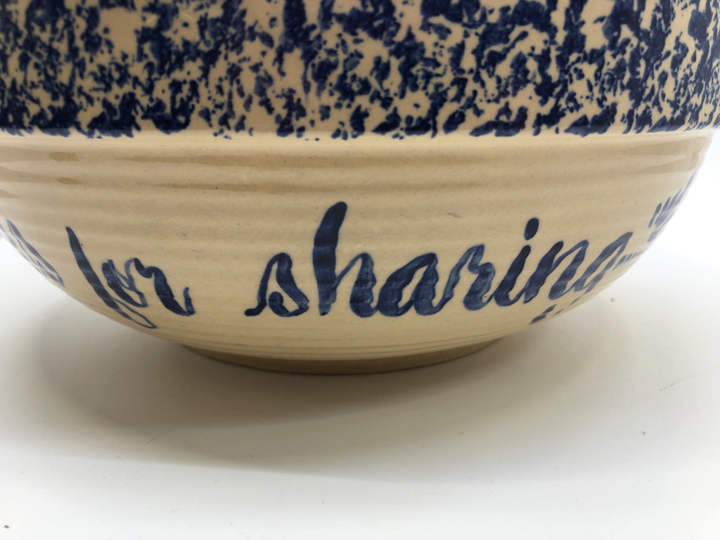 BLUE POTTERY POPCORN BOWL.