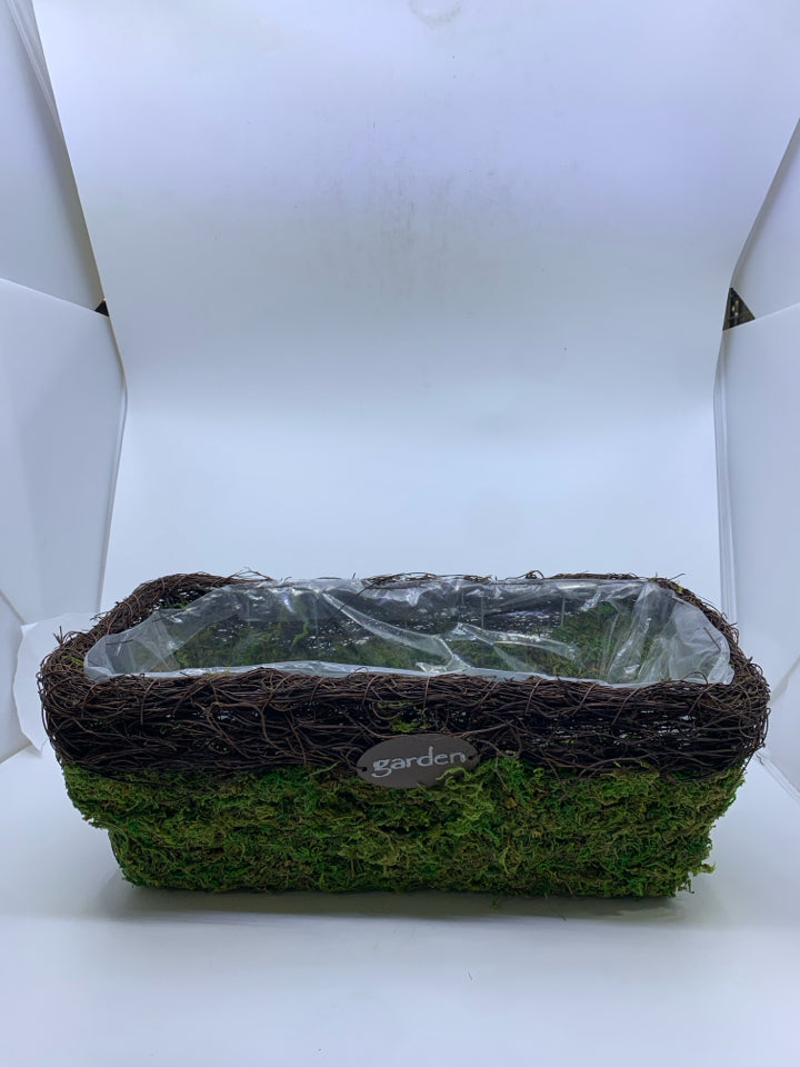 WOVEN "GARDEN" BASKET MOSS COVERED.