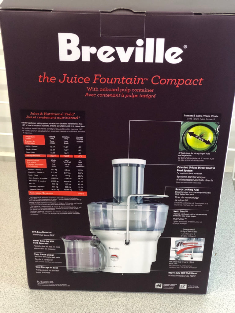 NIB BREVILLE THE JUICE FOUNTAIN COMPACT.