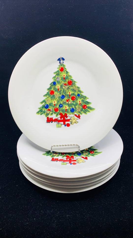 6 CHRISTMAS TREE DINNER PLATES.