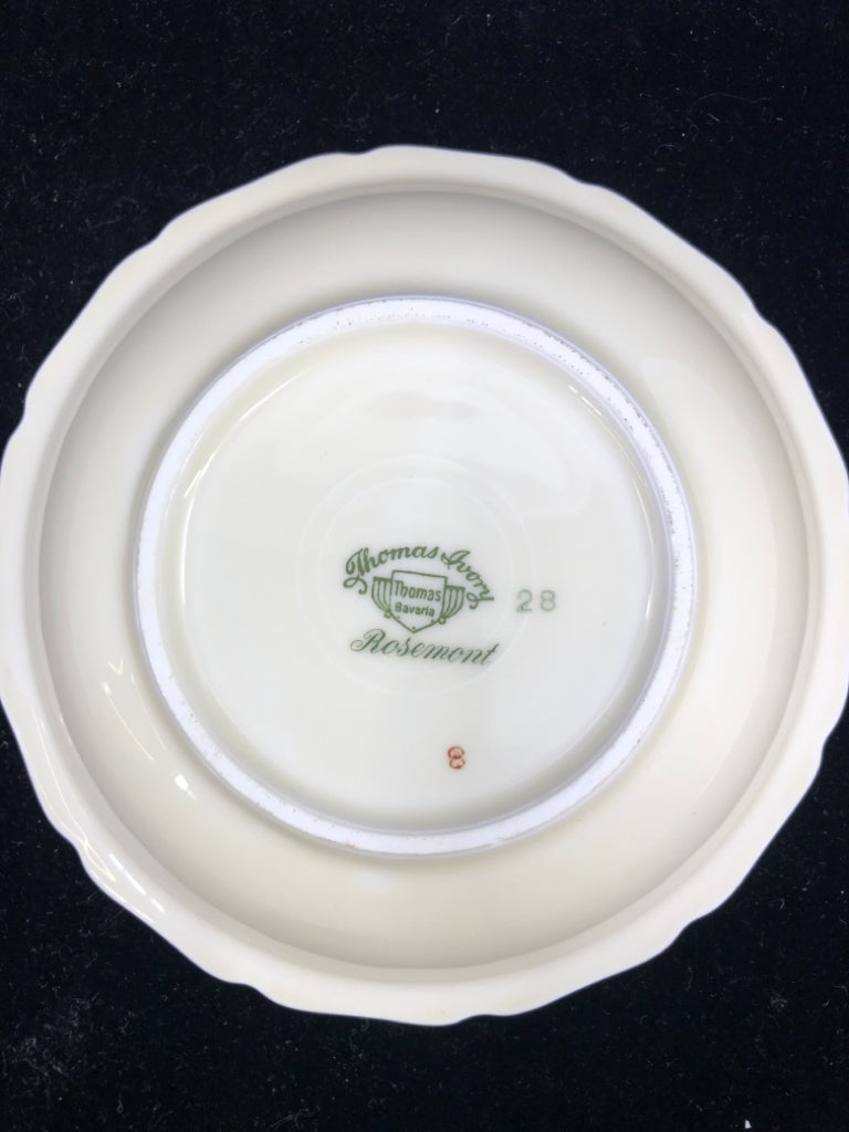 8 PC VTG CREAM W/ PINK ROSES GOLD RIM DESERT SET SVC 4 THOMAS BAVARIA.