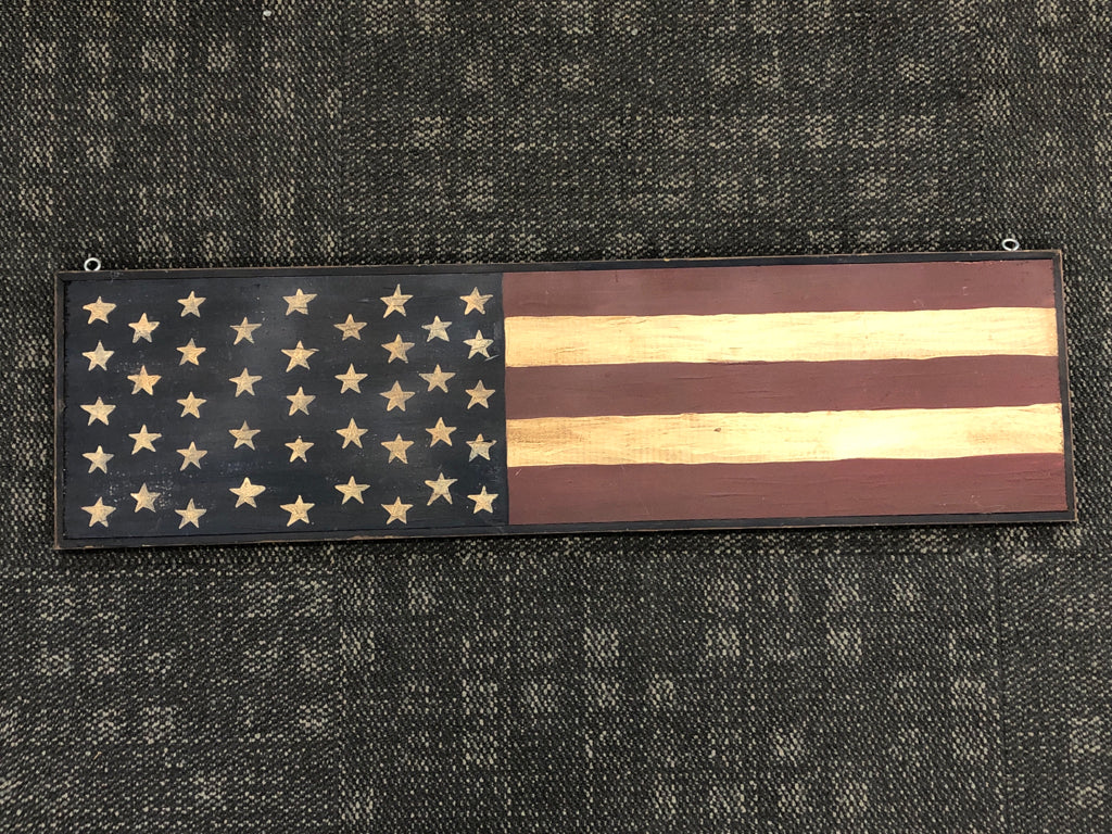 PRIMITIVE AMERICAN FLAG WOODEN SIGN.
