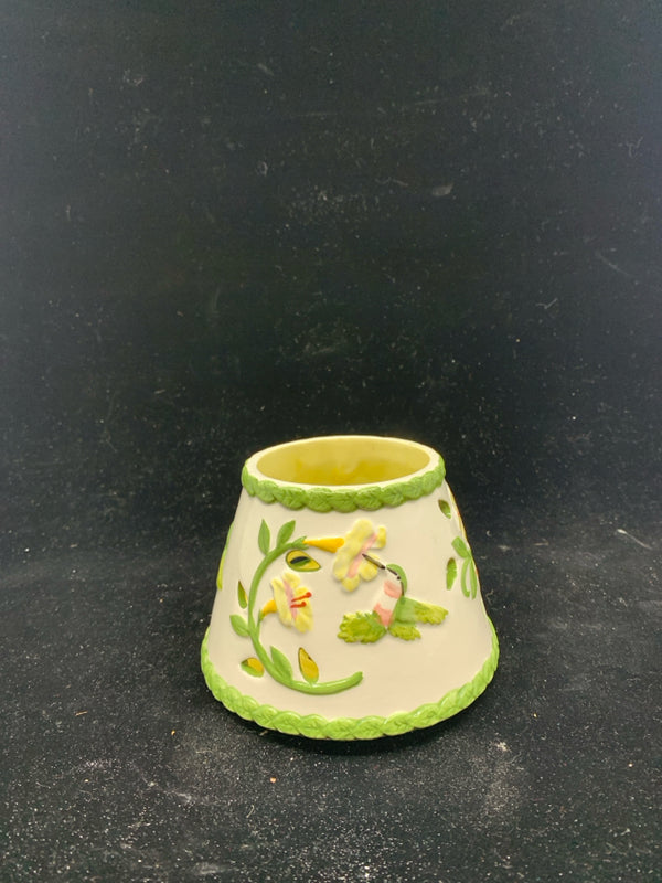 YELLOW FLORAL CANDLE SHADE.